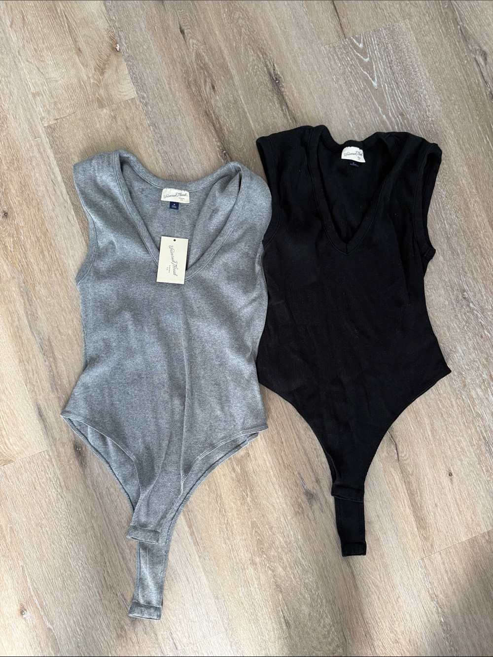 Universal Thread Black Ribbed V-Neck Bodysuit